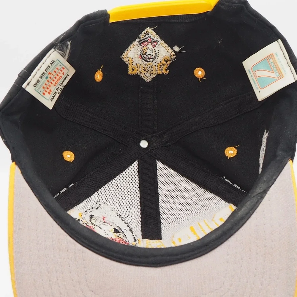 VTG Pittsburgh Pirates Rare Logo 7 Hat Snapback Cap Spellout Jolly Roger 90s MLB